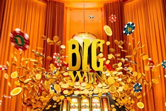 Casibom düzenli bonuslar: altın jetonlar arasında Big Win yazısı