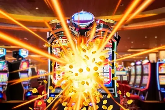 Casibom kasa yöntemleri: slot makinesinden saçılan altın jetonlar